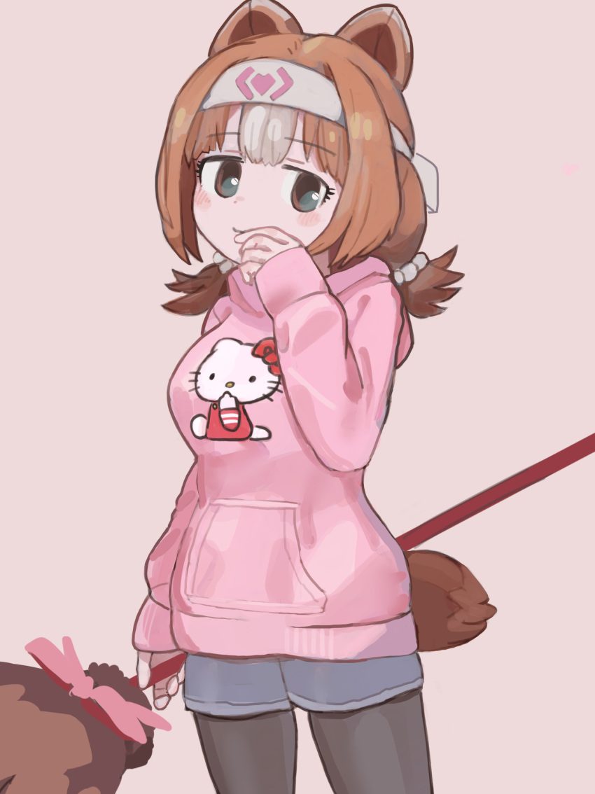 alternate_costume, animal_ears, bear_ears, bear_girl, bear_paw_hammer, bear_tail, black_legwear, blush