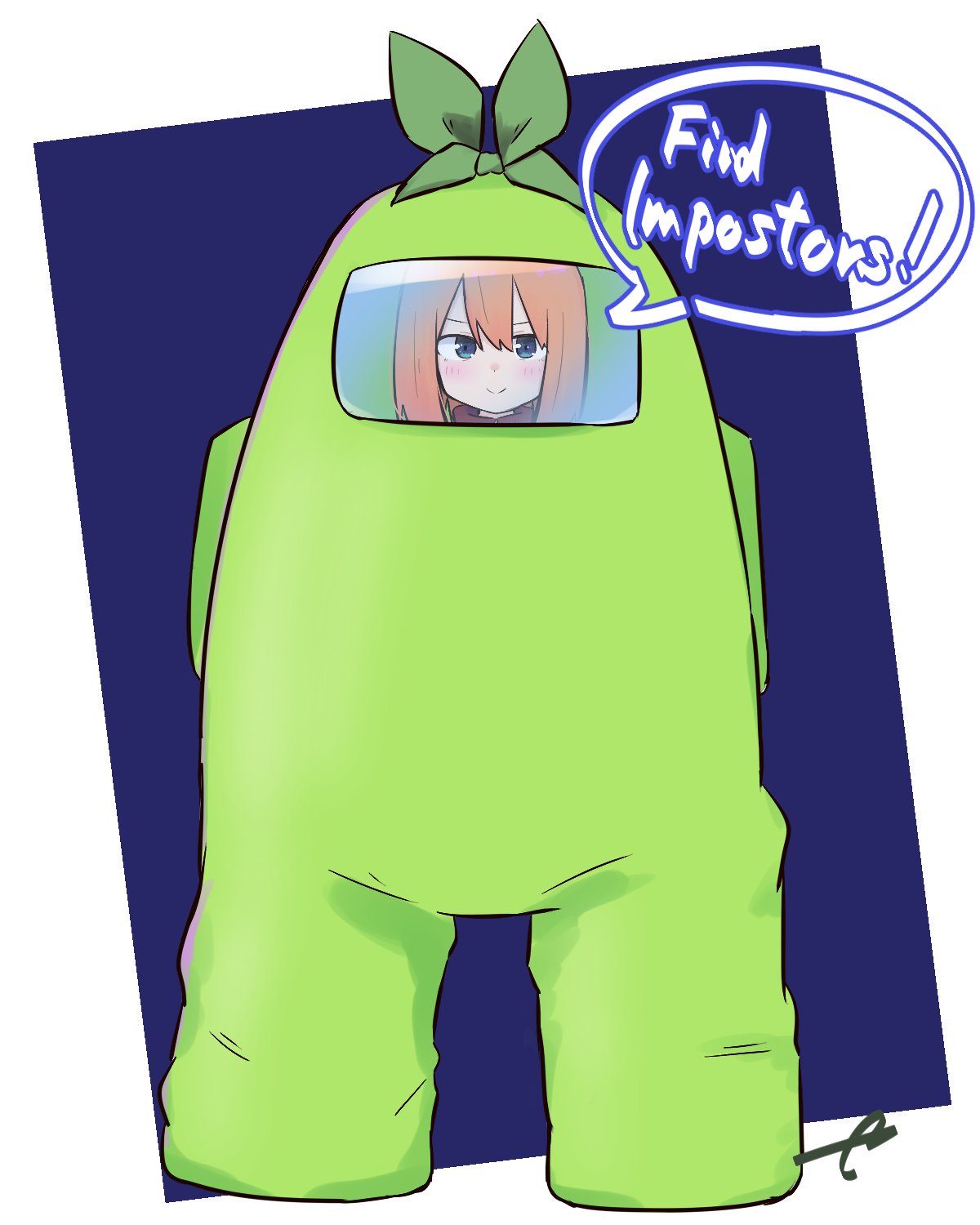 1girl, among_us, bangs, blue_background, blue_eyes, blush, closed_mouth, commentary_request