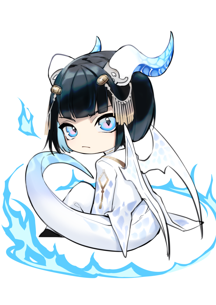1boy, adapted_costume, bangs, black_hair, blue_eyes, blue_fire, bruno_buccellati, chibi