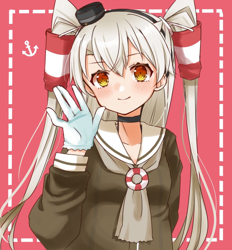 1girl, amatsukaze_(kantai_collection), anchor_symbol, brown_dress, brown_eyes, choker, cocoperino, commentary_request