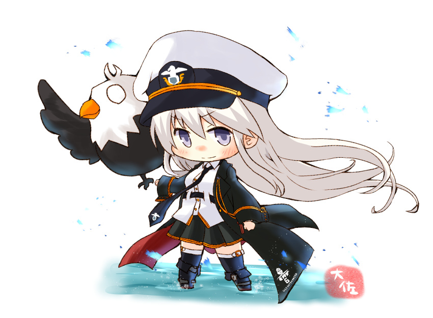 >:), 1girl, afloat, artist_name, azur_lane, bald_eagle, bangs, belt