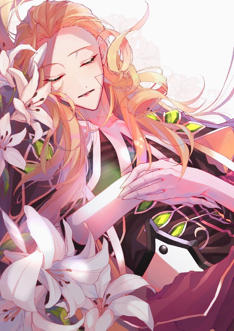 1boy, blonde_hair, closed_eyes, fate/grand_order, fate_(series), flower, formal, gloves