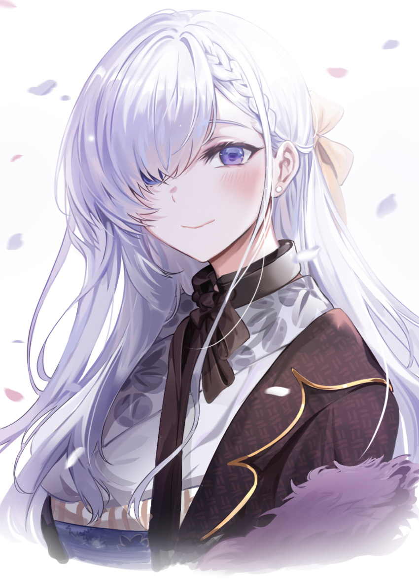 1girl, azur_lane, belfast_(azur_lane), belfast_(gorgeous_fans)_(azur_lane), blush, closed_mouth, collar, earrings