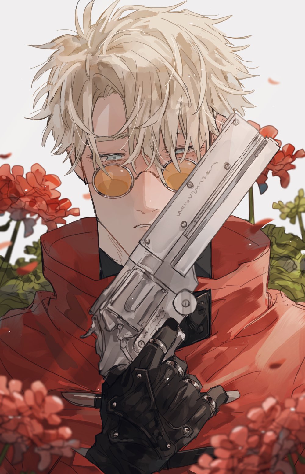 1boy, bangs, bbbb_fex, black_gloves, blonde_hair, blue_eyes, coat, collar