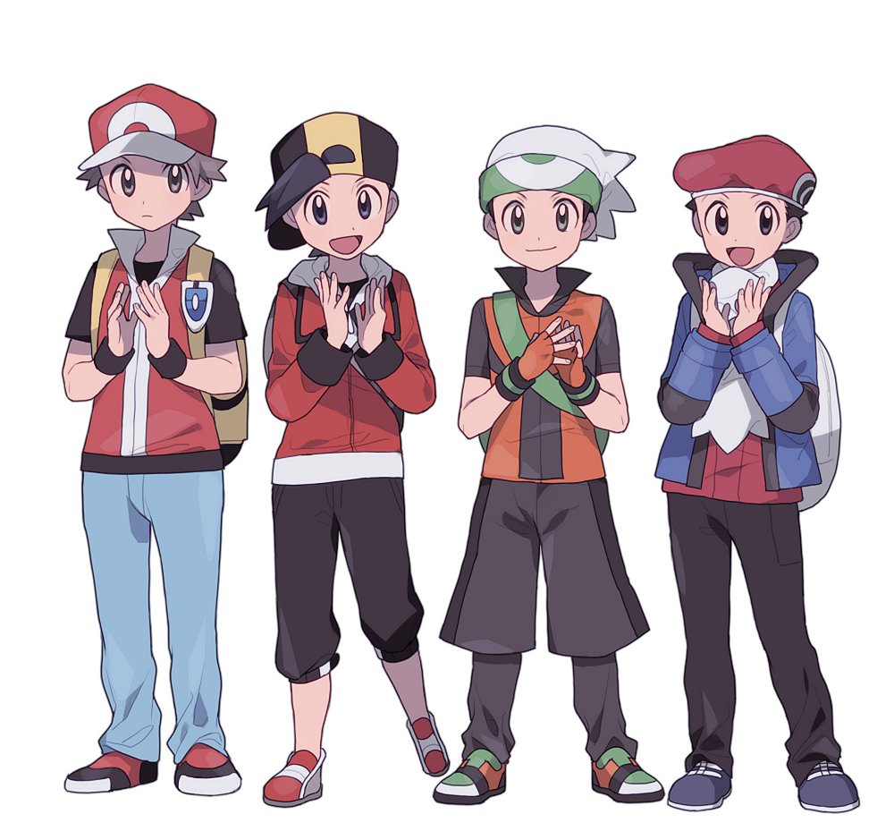 4boys, :d, backpack, backwards_hat, bag, baseball_cap, beanie, black_hair