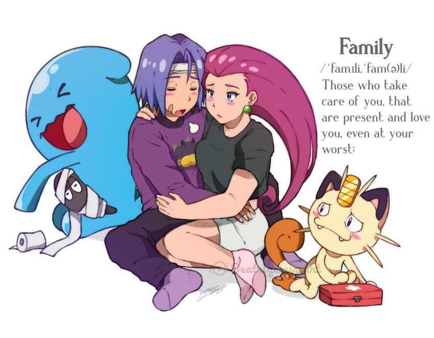 1boy, 1girl, blush, cruz02art, gen_1_pokemon, gen_2_pokemon, highres, hurt