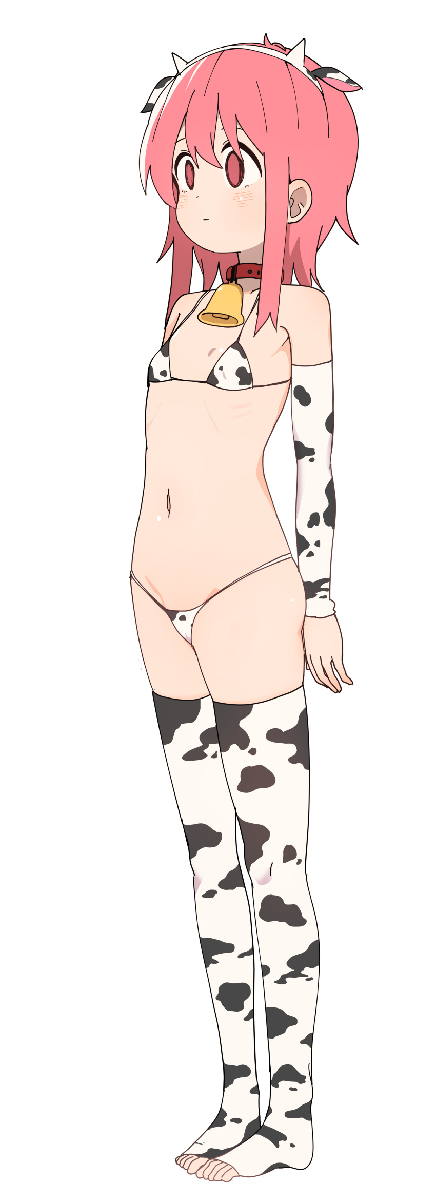 1girl, absurdres, animal_print, bell, bell_collar, bikini, blush, bural_chingu