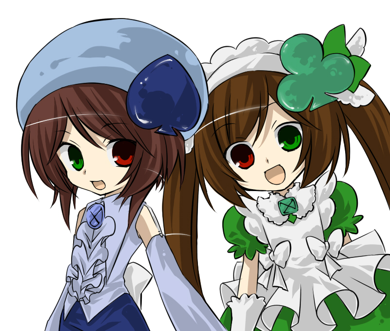 amulet_clover_(cosplay), amulet_spade, amulet_spade_(cosplay), clubs, cosplay, creator_connection, heterochromia, kinako