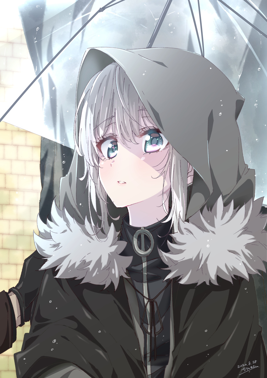1boy, 1girl, absurdres, aqua_eyes, bangs, black_border, black_gloves, black_ribbon