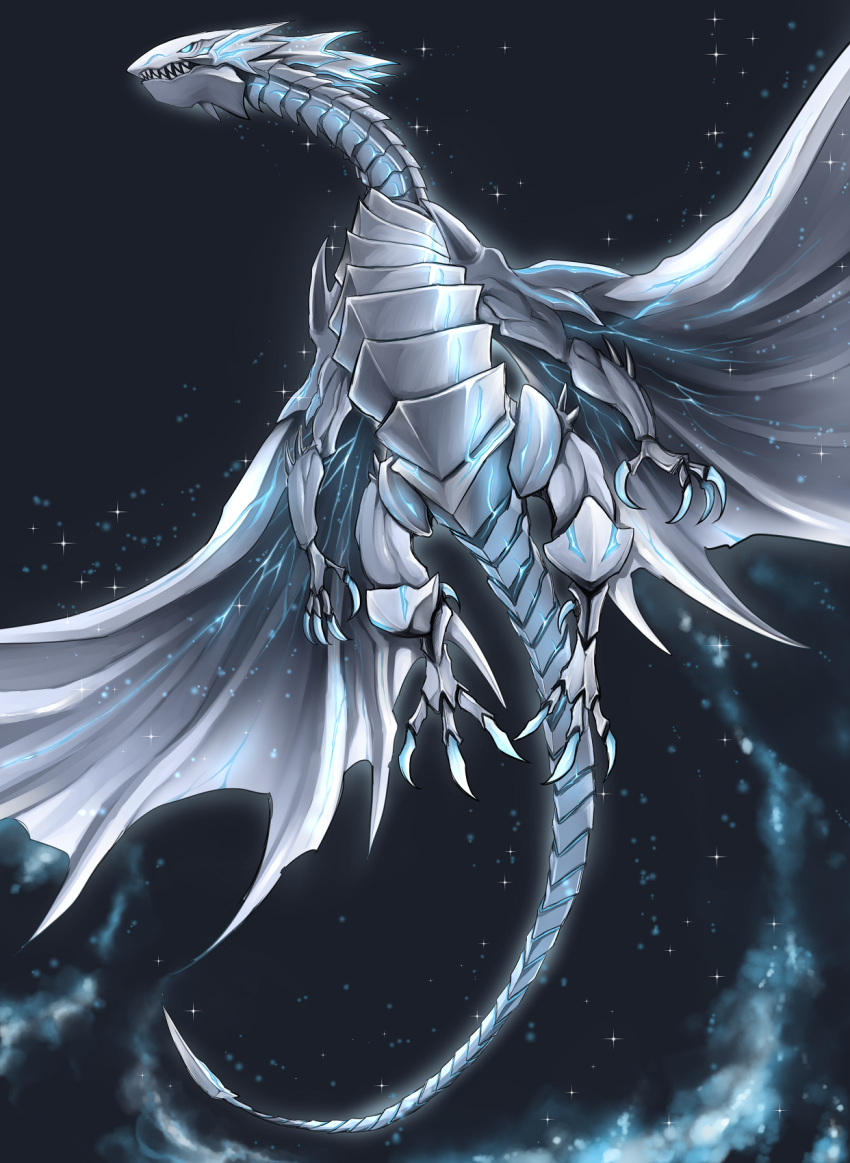 bioluminescence, blue-eyes_alternative_white_dragon, blue_eyes, claws, dragon, duel_monster, flying, highres