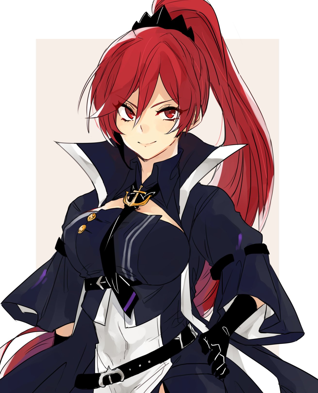 1girl, anchor_symbol, azur_lane, bangs, belt, breasts, commentary_request, dress