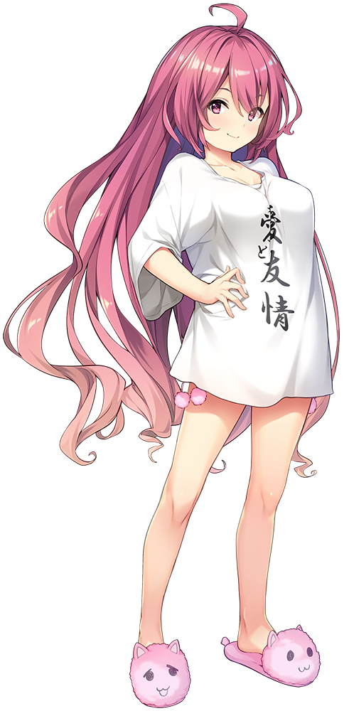 1girl, ahoge, bangs, clothes_writing, full_body, gradient_hair, hand_on_hip, hibikino-san-chi_wa_eroge-ya-san!