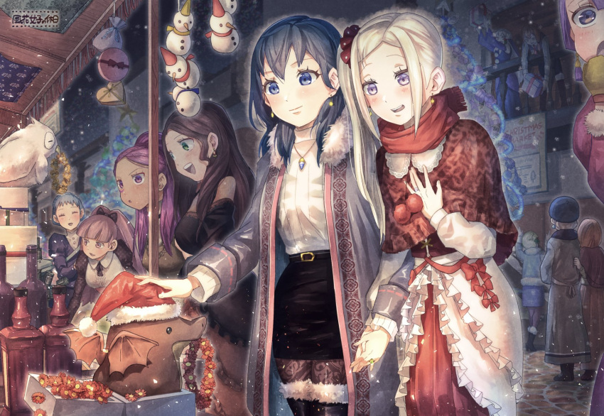 annette_fantine_dominic, bernadetta_von_varley, bird, blonde_hair, blue_eyes, blue_hair, blush, braid