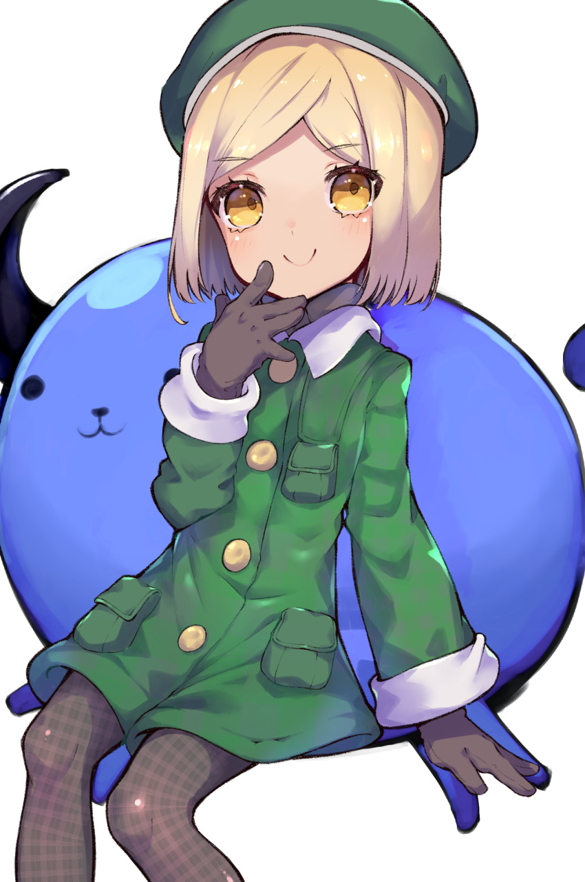 1girl, beret, black_legwear, blonde_hair, brothercoral, brown_eyes, fate/grand_order, fate_(series)