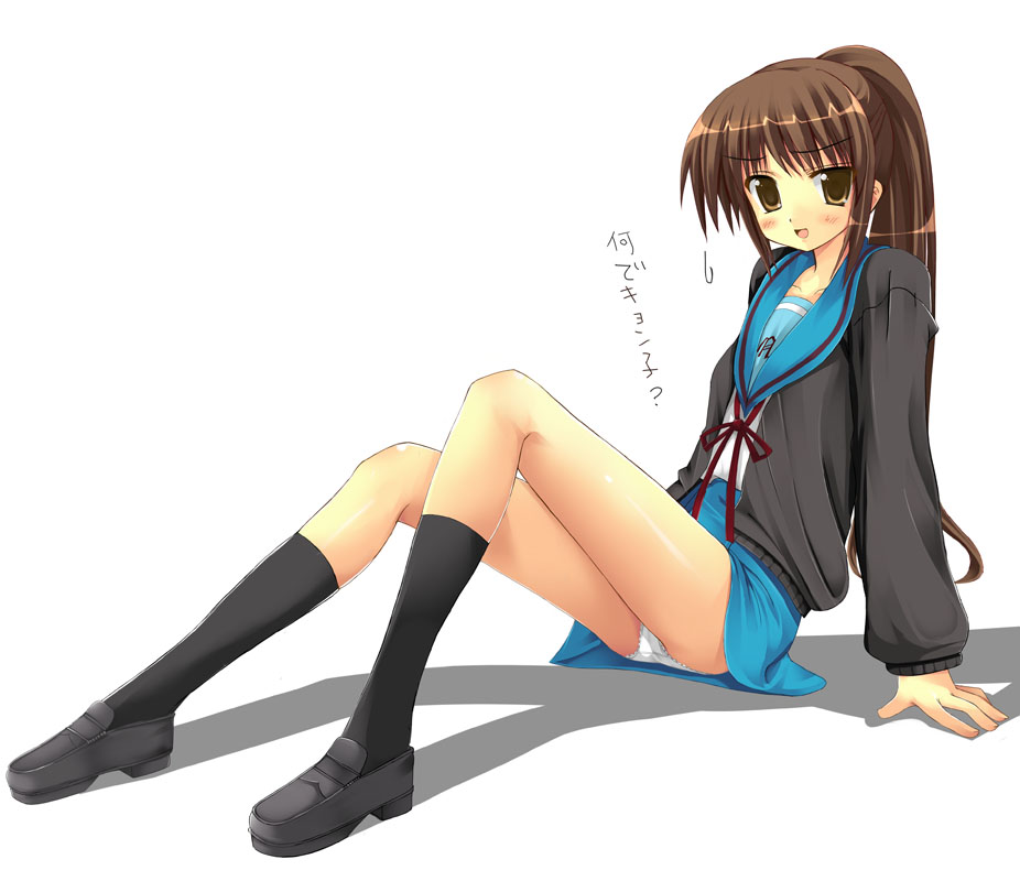 genderswap, kiriya, kiriya_haruhito, kneehighs, kyon, kyonko, panties, pantyshot