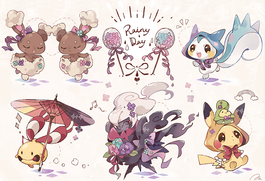 blush, budew, buneary, chimecho, closed_eyes, coco7, commentary, darkrai