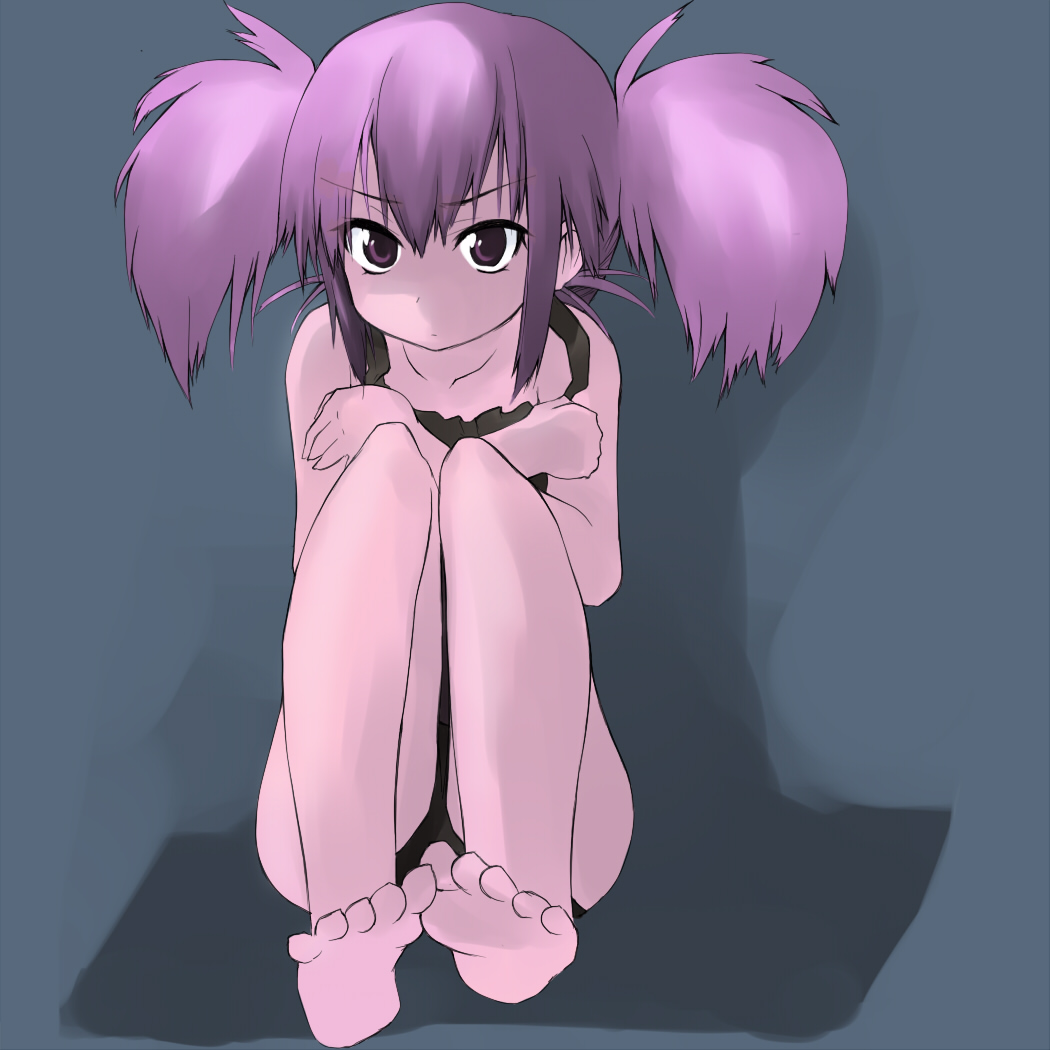 atahuta, barefoot, crossed_arms, edomae_lunar, edomae_runa, feet, pink_hair, purple_eyes