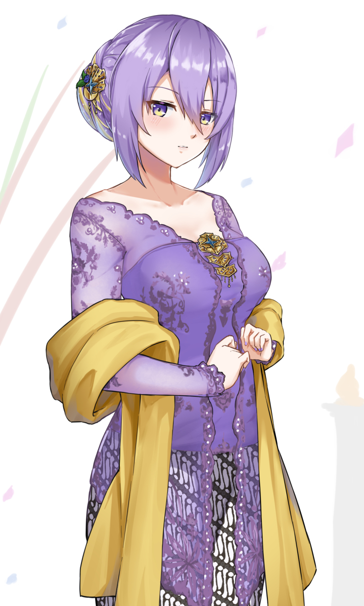 1girl, alternate_costume, as4gi, breasts, commentary_request, cowboy_shot, dress, hair_up