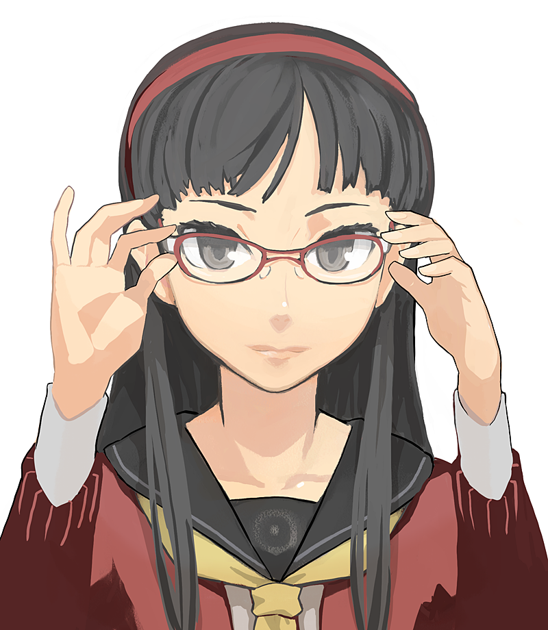 amagi_yukiko, bad_id, black_hair, glasses, grey_eyes, hairband, persona, persona_4