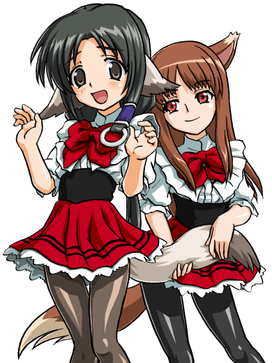 animal_ears, bandabekken, bronze_parrot, brown_hair, cosplay, crossover, dog_ears, eruruw