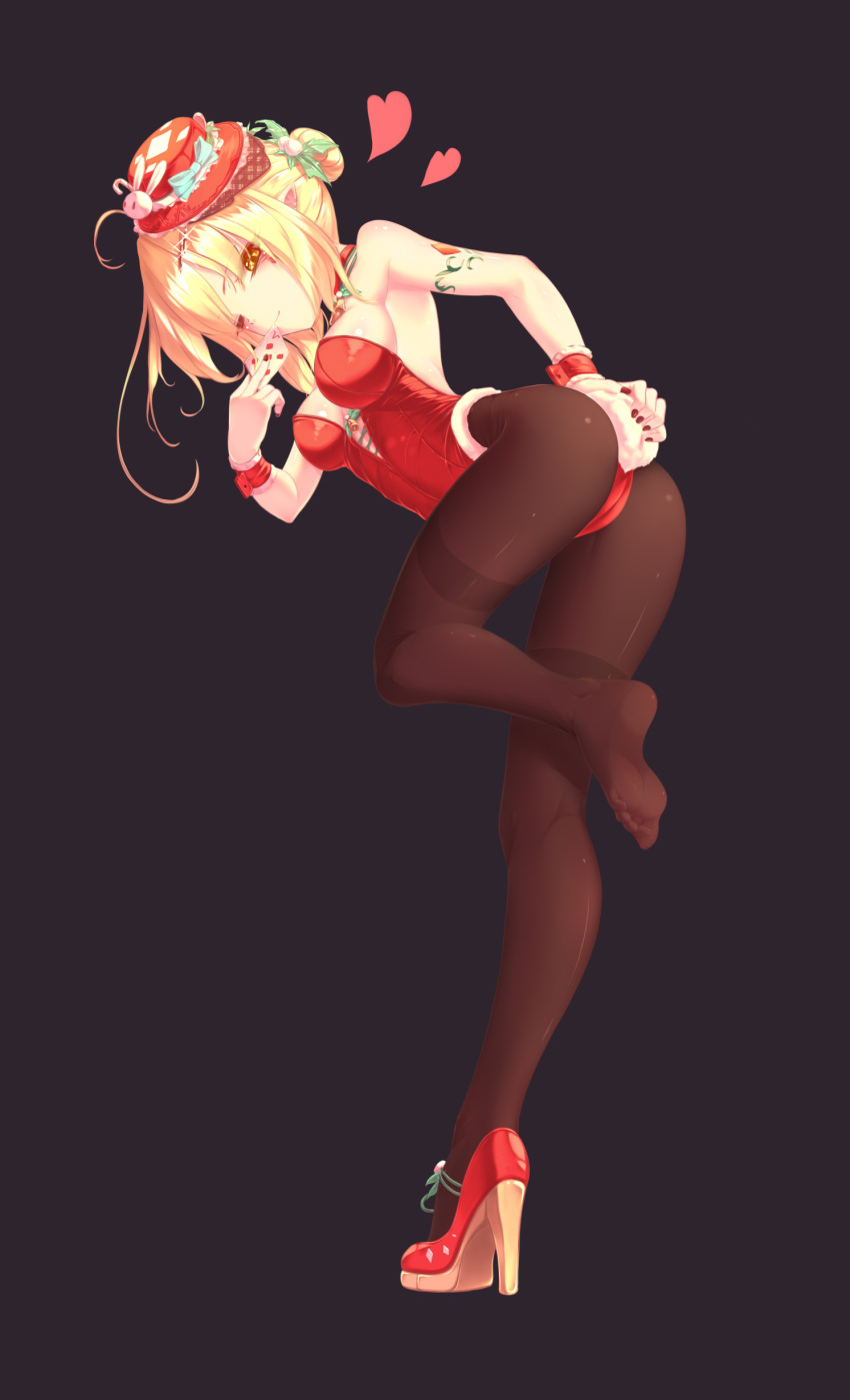 1girl, absurdres, animal_ears, bare_arms, bare_shoulders, black_legwear, blonde_hair, bow