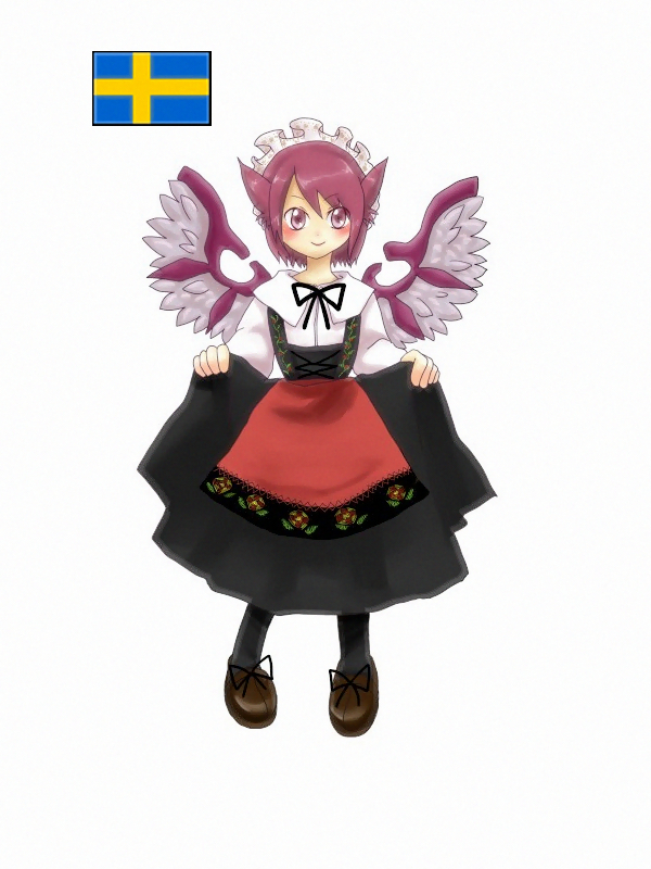 animal_ears, apron, black_dress, blush, bow, brown_footwear, commentary_request, dress