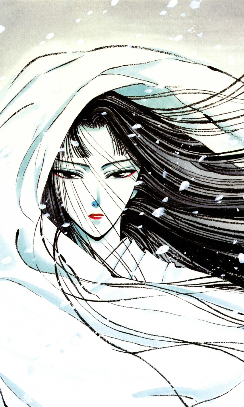black_hair, clamp, highres, japanese_clothes, kimono, lipstick, long_hair, princess