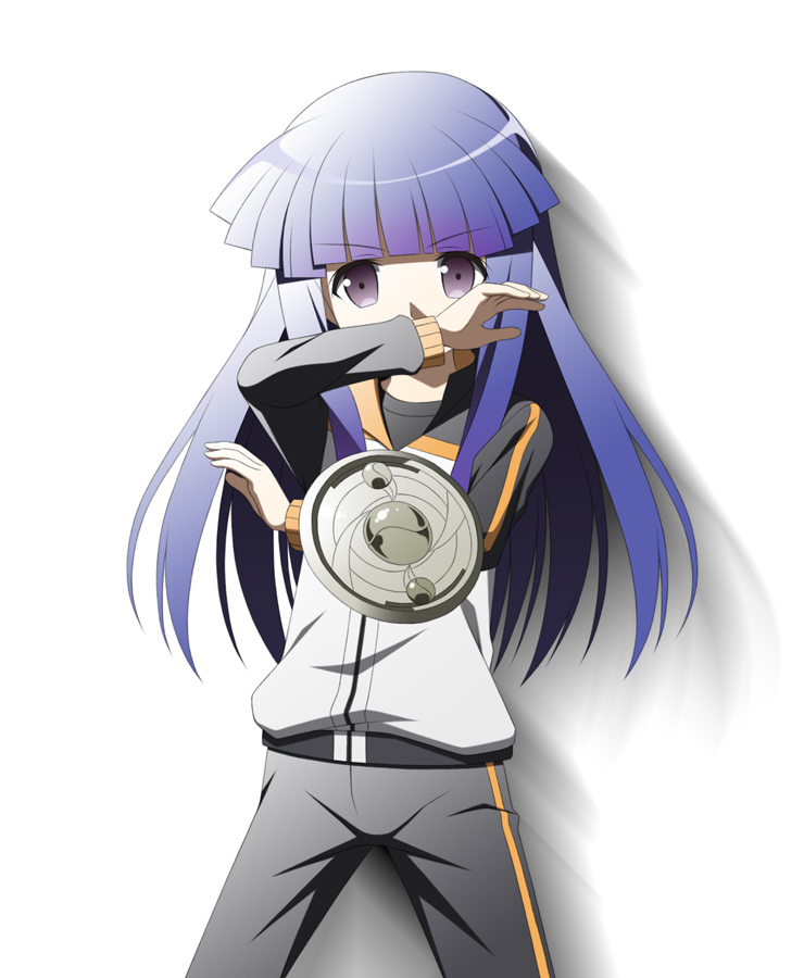 1girl, bangs, blue_hair, blunt_bangs, commentary, cosplay, cowboy_shot, eyebrows_visible_through_hair