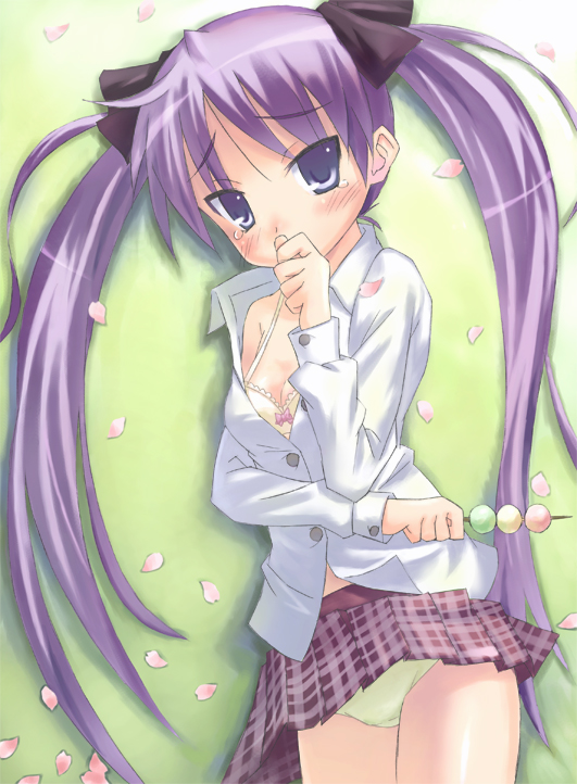 breasts, cleavage, dango, hiiragi_kagami, lingerie, lucky_star, napa, open_clothes