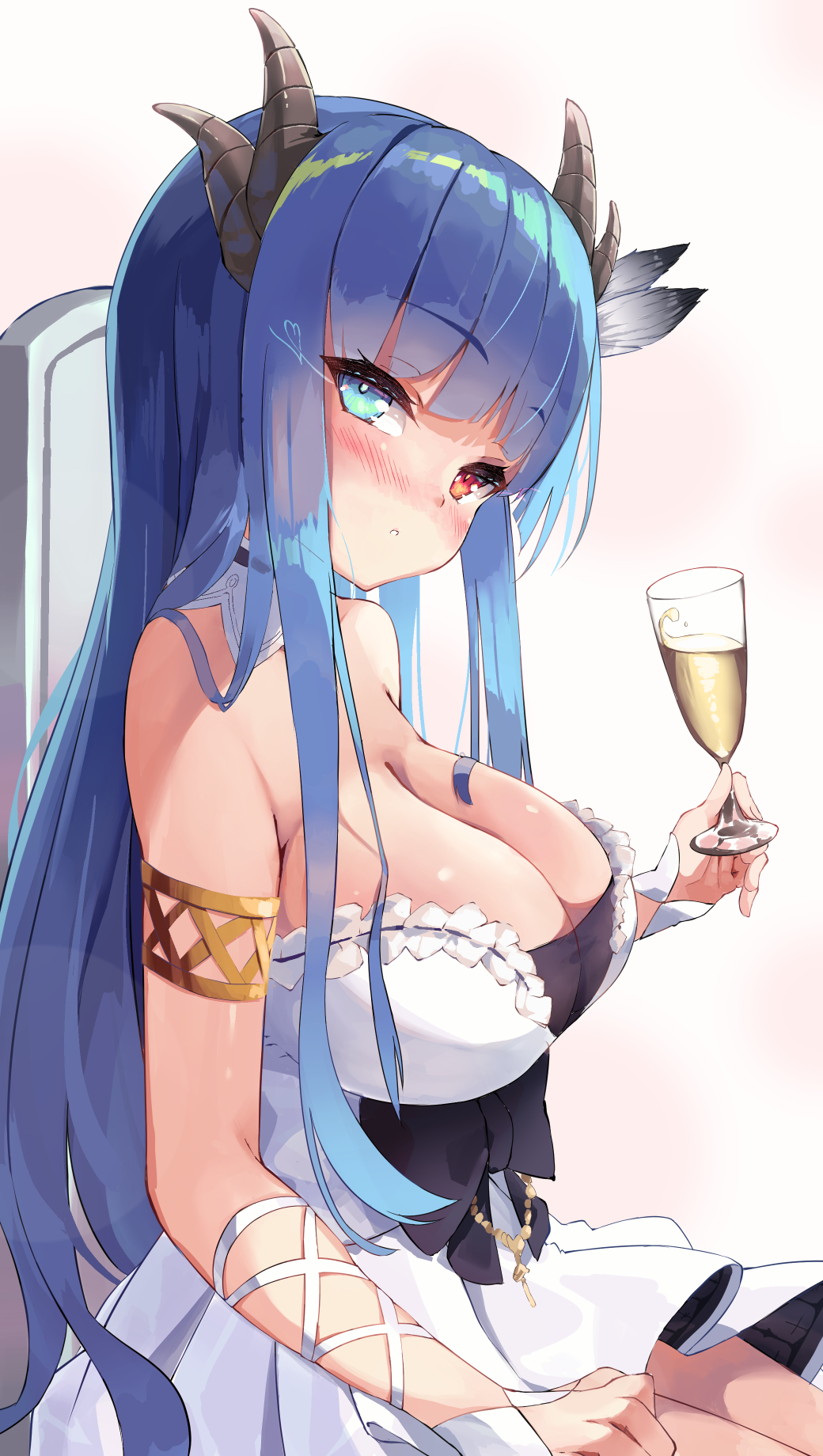 1girl, armlet, azur_lane, bangs, blue_eyes, blue_hair, blush, bow