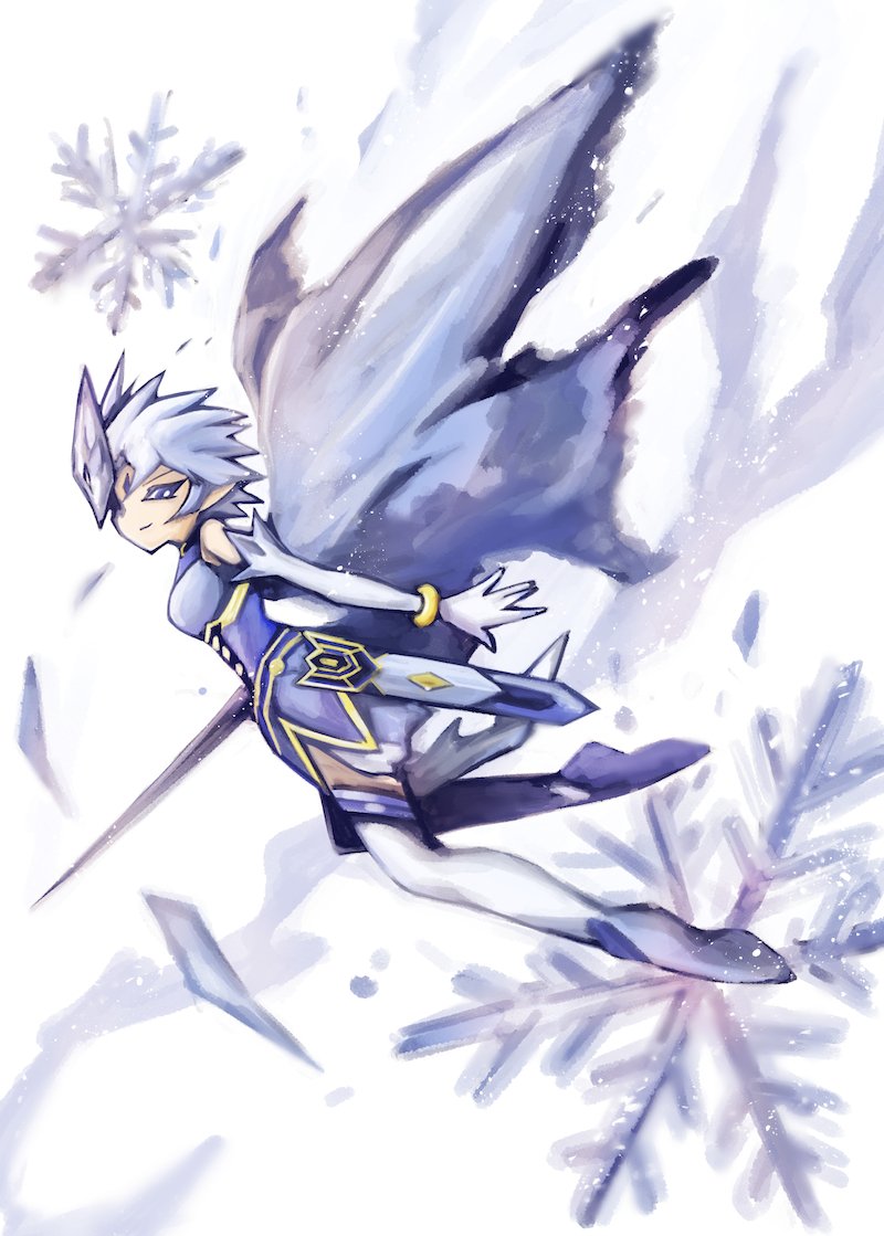 1girl, blue_eyes, blue_hair, capelet, cloak, duel_monster, elf, gloves