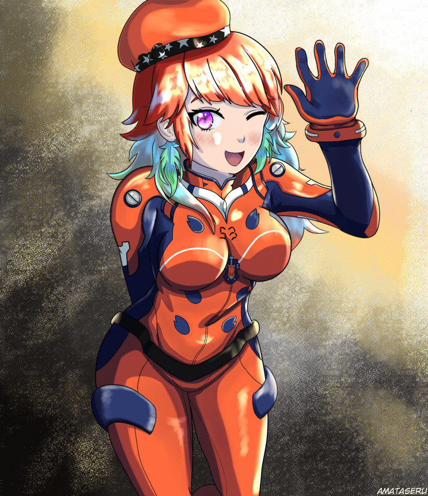 1girl, alternate_costume, amaterasu_(amaterasu1), bodysuit, breasts, earrings, english_commentary, feather_earrings