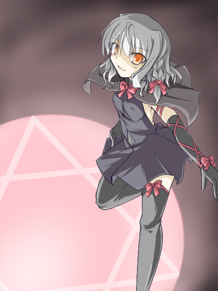 bell_zephyr, hexagram, magic_circle, night_wizard, sk_(artist), thigh-highs, thighhighs