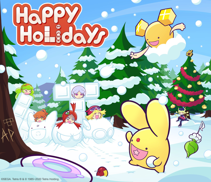 >_<, 3boys, 5girls, :d, absurdres, ahoge, amitie_(puyopuyo), andou_ringo