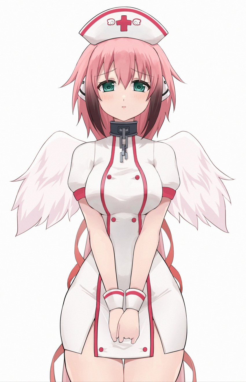 1girl, absurdres, bangs, blush, breasts, broken, broken_chain, chain