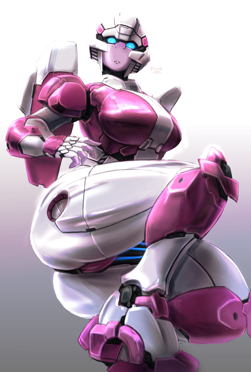 1girl, arcee, autobot, blue_eyes, breasts, gradient, gradient_background, highres