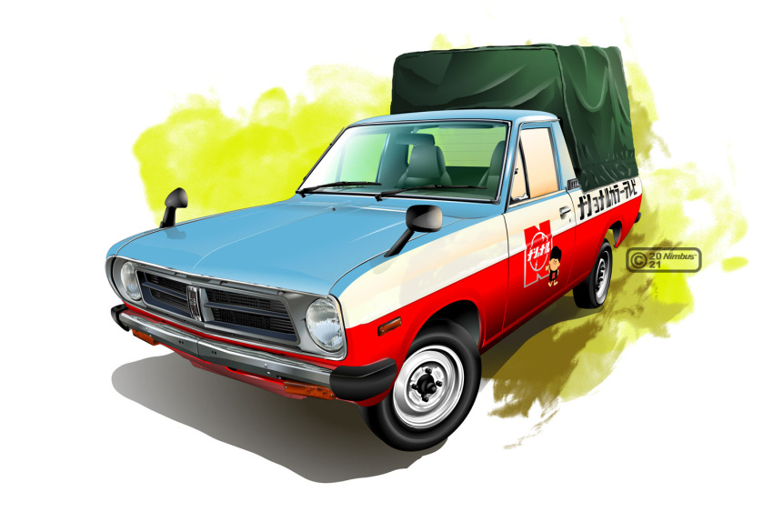 artist_name, car, ground_vehicle, headlight, motor_vehicle, nimbus_goldbrum, nissan, nissan_sunny