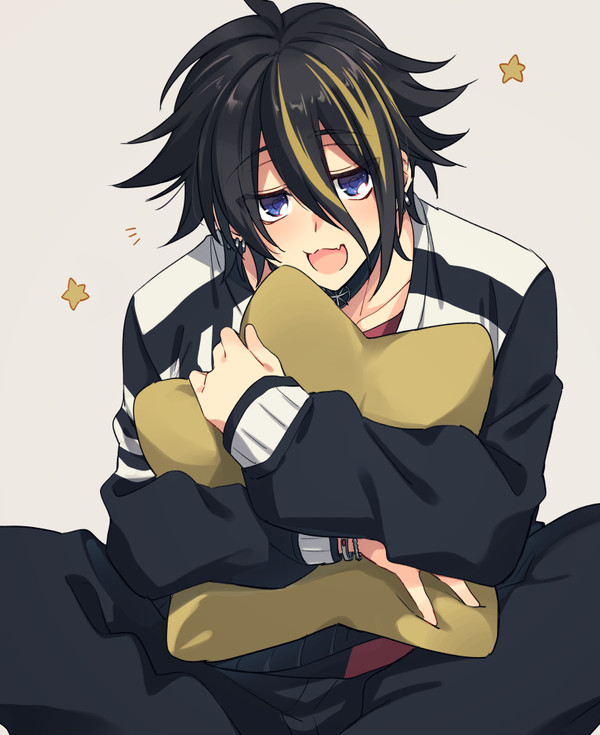 1boy, :3, :d, akebono_ryo, argonavis_from_bang_dream!, bang_dream!, black_hair, blonde_hair
