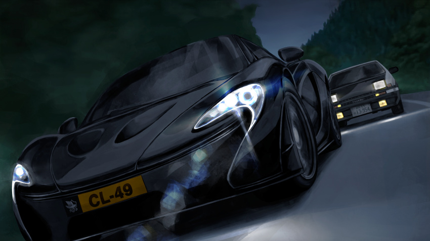 absurdres, azur_lane, car, crossover, ground_vehicle, headlight, highres, initial_d