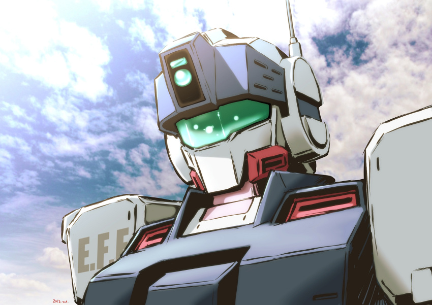 close-up, clouds, earth_federation, gm_sniper_ii, gmbh, gundam, gundam_0080, highres