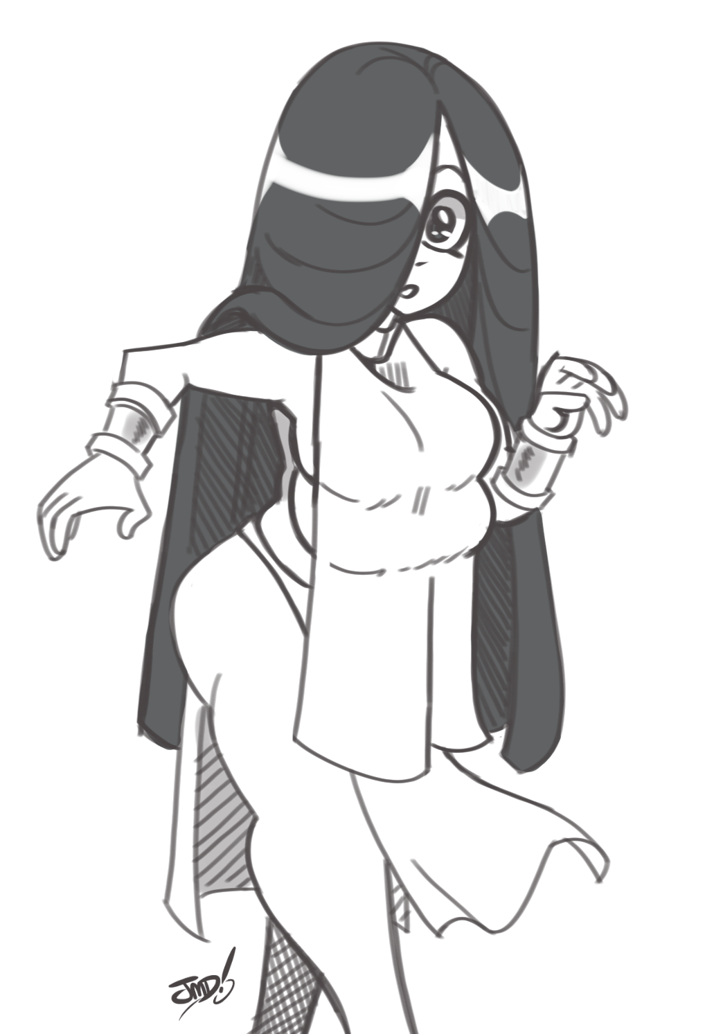 2020, anklet, bangs, belly_dancer, blunt_bangs, bracelet, breasts, collar, creepy_eyes, creepy_face, curtained_hair, expressionless, extra_breasts, female, four_breasts, greyscale, hair_over_one_eye, high_resolution, jewelry, jmd, loincloth, long_hair, looking_at_viewer, monochrome, no_color, original, original_character, pelvic_curtain, surprised, very_long_hair