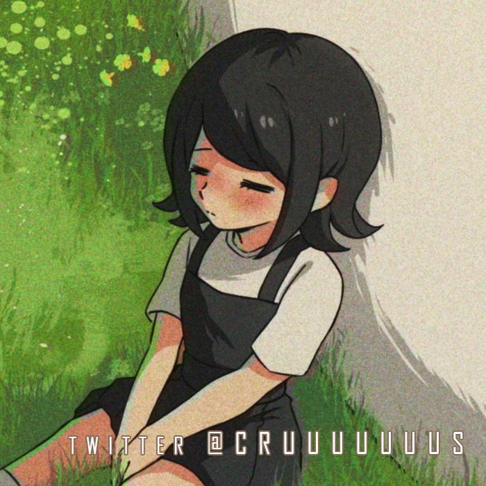 1girl, bangs, between_legs, black_dress, black_hair, blush, closed_eyes, commentary