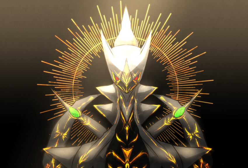 absurdres, animal_focus, arceus, black_sclera, closed_mouth, colored_sclera, commentary_request, gen_4_pokemon