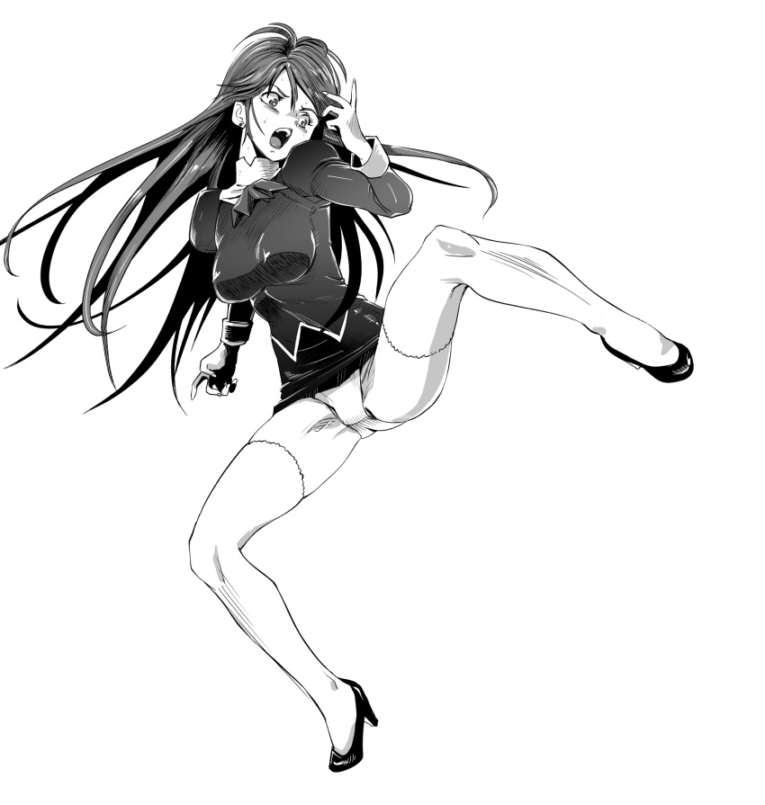 1girl, agent_aika, aika_(series), bangs, black_delmo, breasts, cravat, crotch_seam