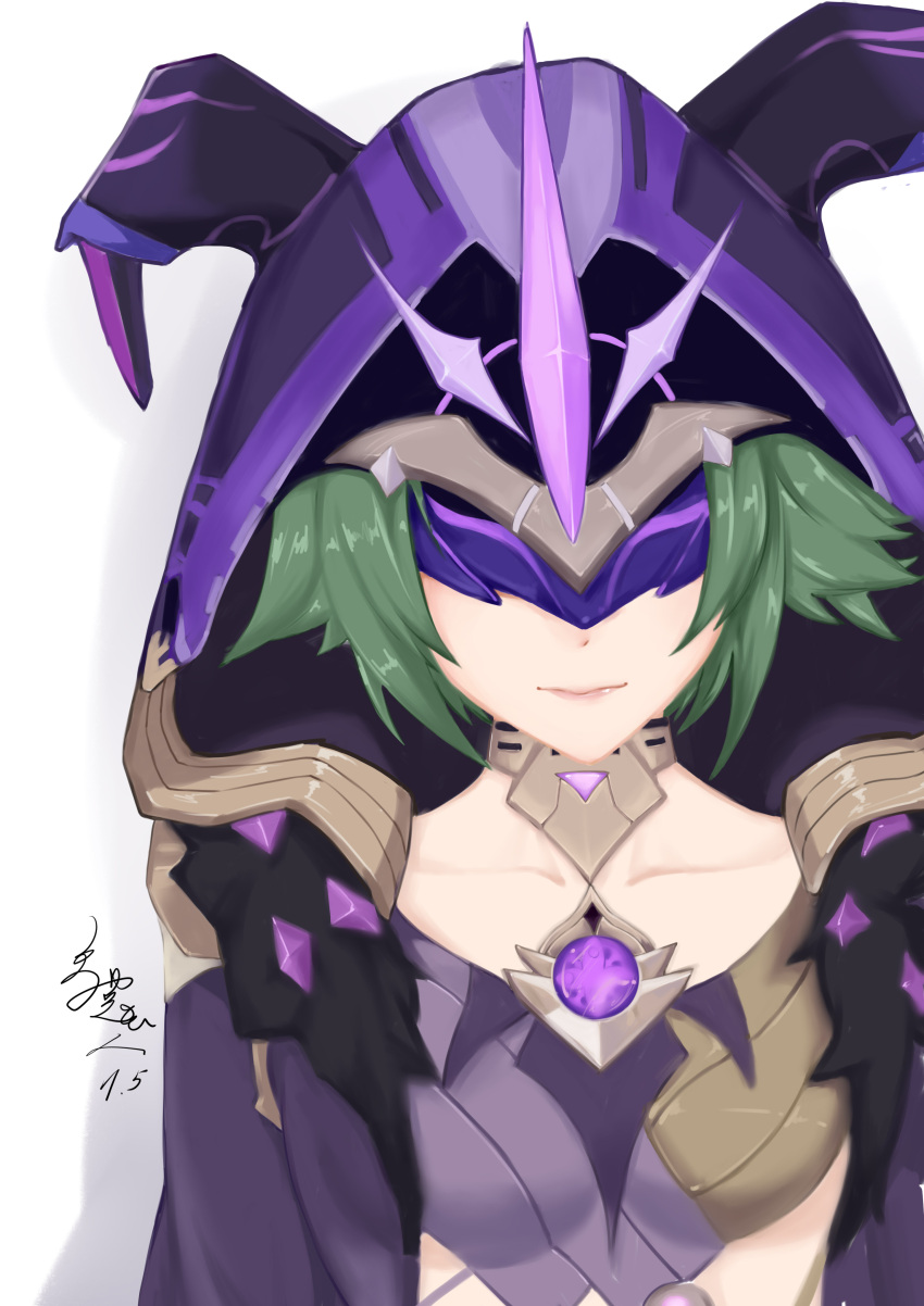 1girl, absurdres, bare_shoulders, bwcloud, cloak, collarbone, diamond_(gemstone), electro_cicin_mage_(genshin_impact)