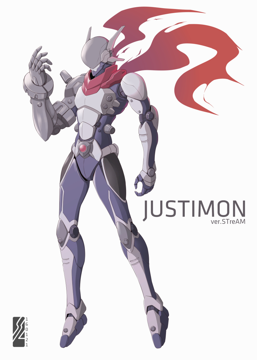 absurdres, digimon, english_commentary, faceless, floating, helmet, highres, justimon