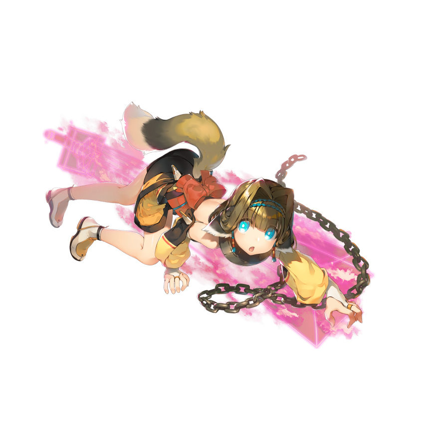 1girl, all_fours, amazuyu_tatsuki, animal_ears, ass, bangs, blue_eyes, bridal_gauntlets