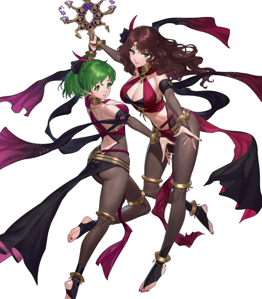 2girls, bangs, bodysuit, breasts, dorothea_arnault, ekao, fire_emblem, fire_emblem:_genealogy_of_the_holy_war