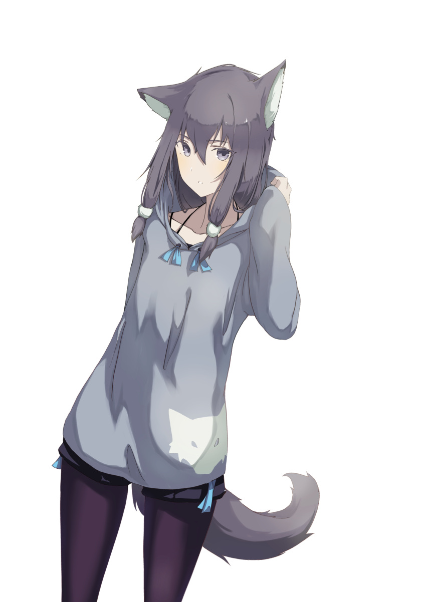 1girl, animal_ears, arm_up, bangs, blue_ribbon, eyebrows_visible_through_hair, fox_print, green_eyes