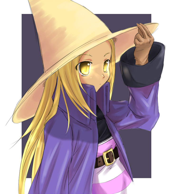 black_mage_(fft), blonde_hair, buresu, final_fantasy, final_fantasy_tactics, hat, solo, yellow_eyes